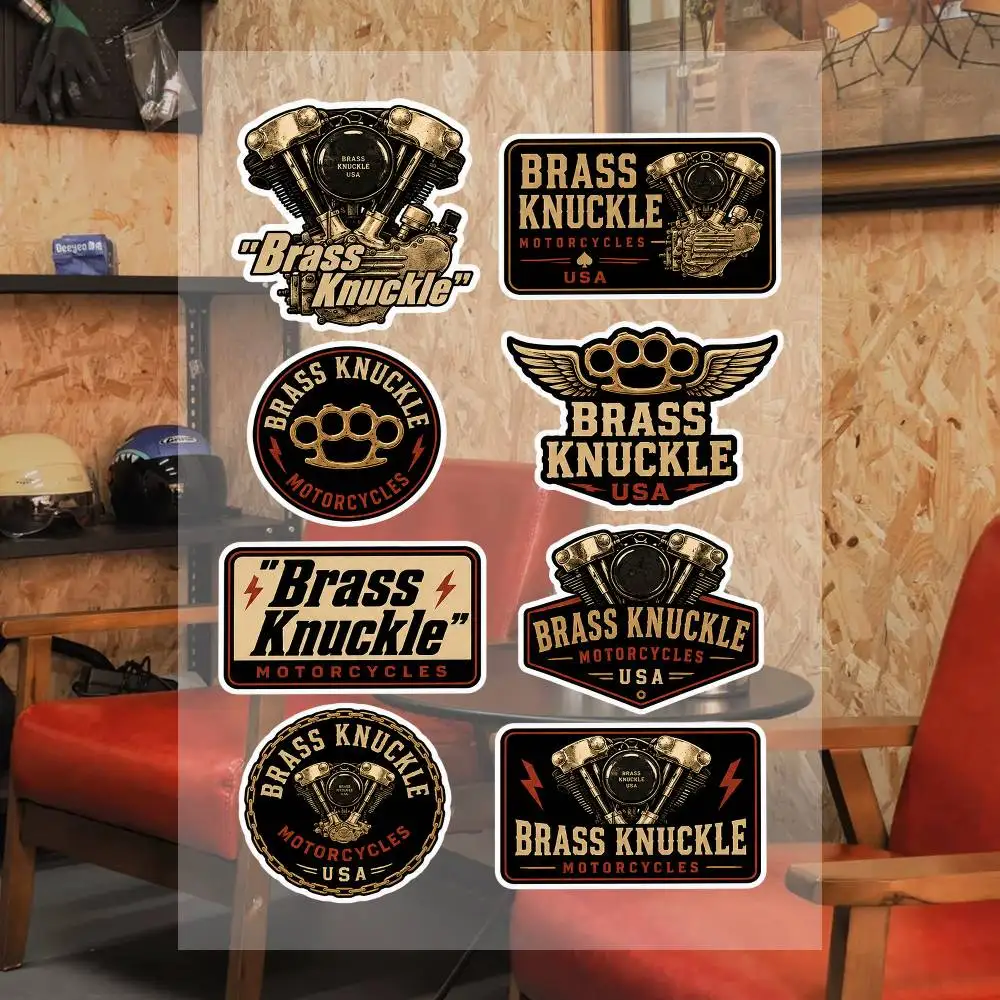 BR-ass KN-uckle Racing Motorcycle Stickers Set Waterproof Vinyl Decals For Helmet Motorcycle Car Laptop Skateboard Luggage