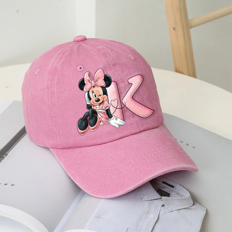 

Minnie Mouse Letter A-Z Baseball Cap Adult New Anime Breathable Casual Hat Summer Adjustable Sun Bonnet Men Women Headgear Gifts
