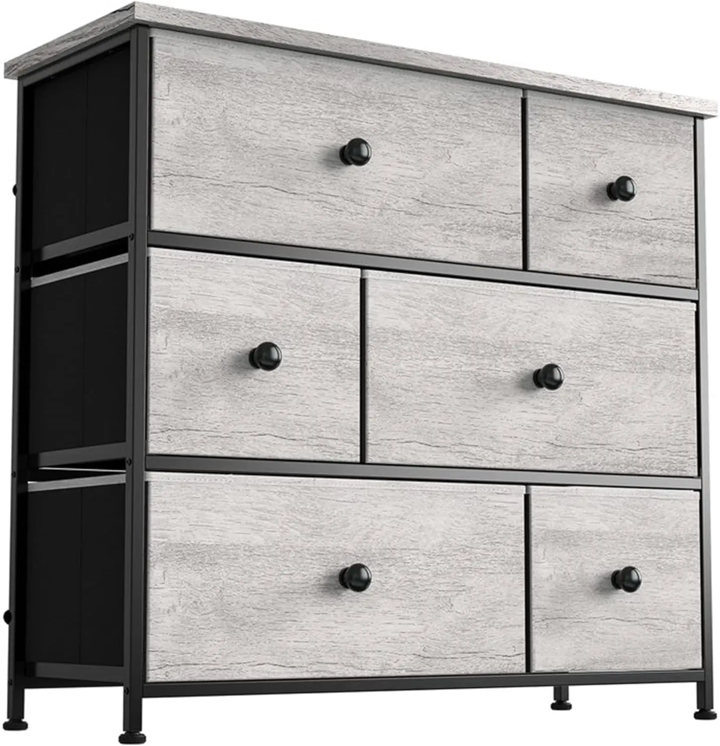 

6 Drawer Dresser for Bedroom Chest of Drawers Closets Units Organizer Tower Steel Frame Wooden Top Living Room Entryway Office