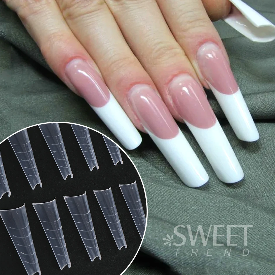 120pcs Coffin Drop Shape Building Mold Nail Extension Tips French Forms Sculpted Full Cover Fake Finger Gel Manicure Tools JIV77