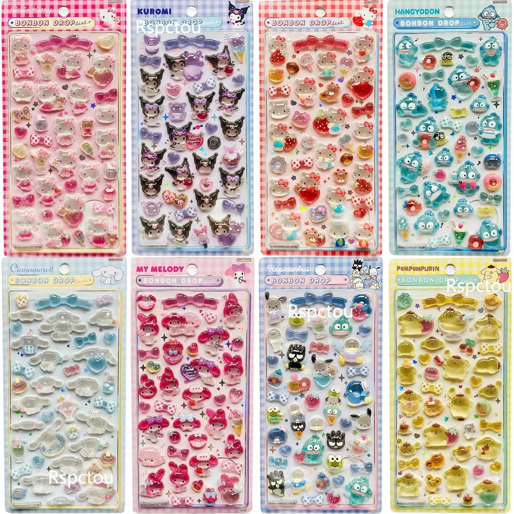 Kawaii سانريو الكرتون الإغاثة ملصقات سينامورول كورومي بوم بوم بورين ميلودي هلام كريستال ملصق لطيف الديكور الشارات الهدايا