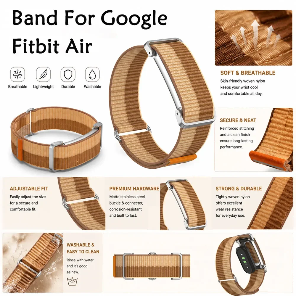 Nylonband für Google Fitbit Air, atmungsaktiv, weich und hautfreundlich, Nylon-Armband passend für Google Fitbit Air Band