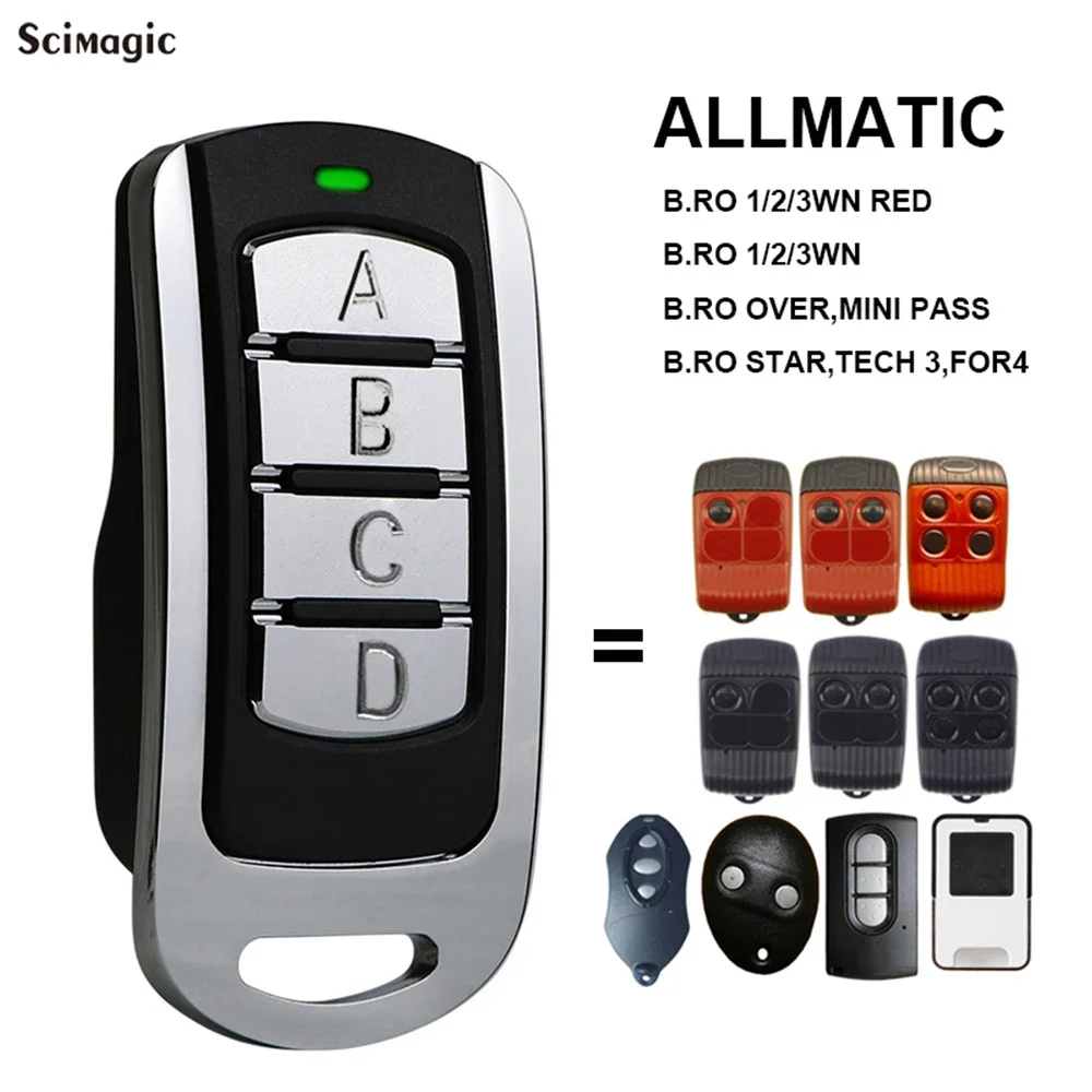 433.92MHz ALLMATIC B.RO 1WN 2WN 4WN RED ALLMATIC BRO OVER MINI PASS Garage Door Remote Control Duplicator Rolling Code