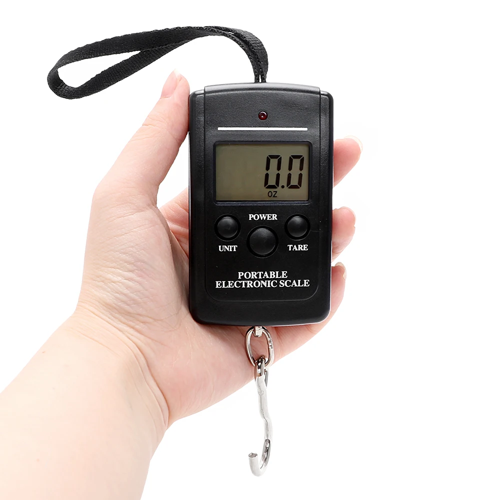 LCD Display Weighting Portable Digital Fishing Scale 40kg/88lb Mini Travel Luggage Scale Electronic Hook