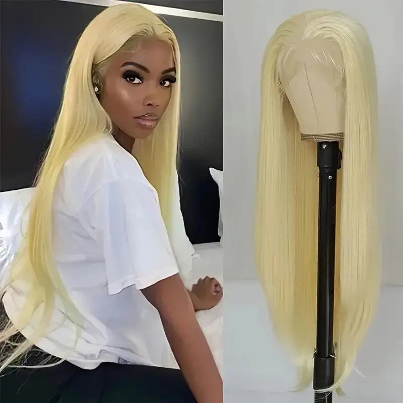 Rosabeauty 13x6 Blonde 613 HD Glueless 13X4 Frontal Wig Preplucked 250% Straight Lace Front Human Hair Wigs 40Inches For Women