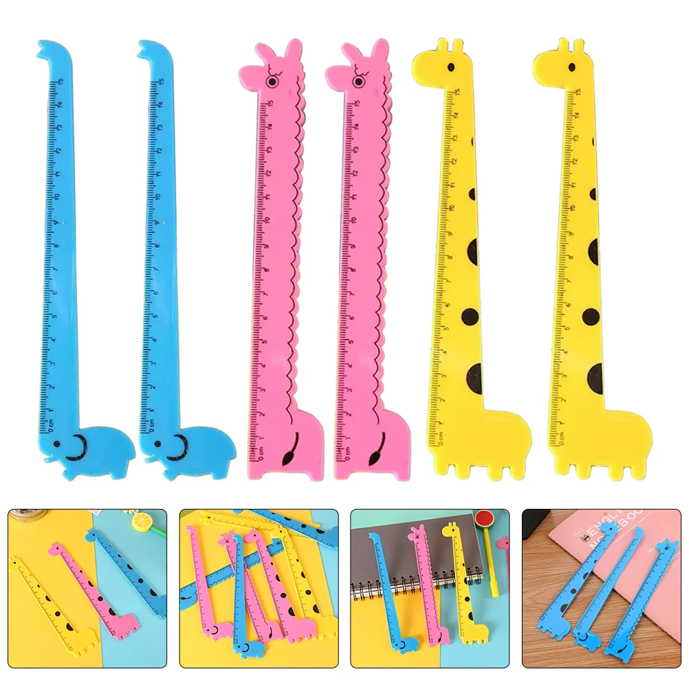 30 pz Giraffa Righello Adorabile Plastica Carino Studente Strumenti Portatile Per Bambini Righello Pittura Righelli Novità Righelli di plastica Per La Casa