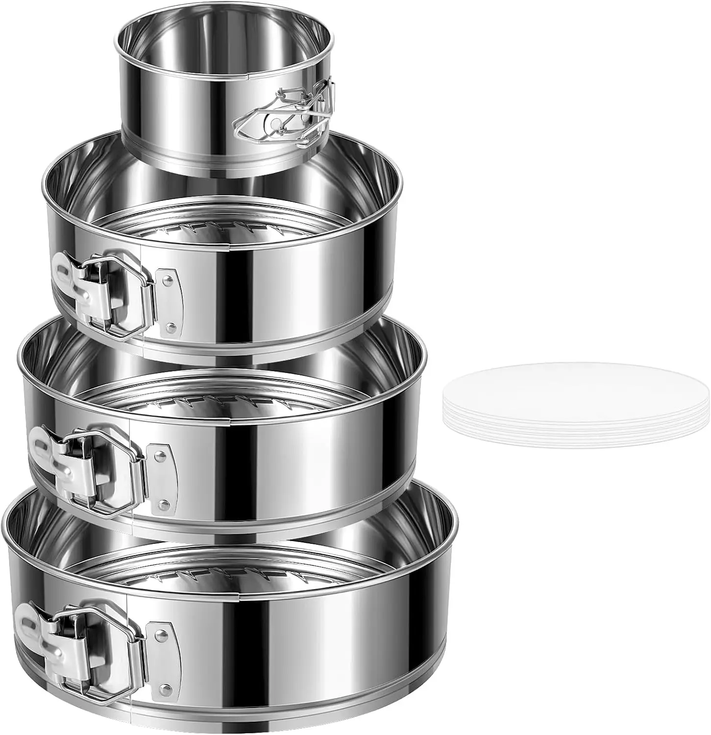 

Набор форм для выпечки из нержавеющей стали, 4 размера, с отсоединяемым дном, герметичные, с антипригарным покрытием