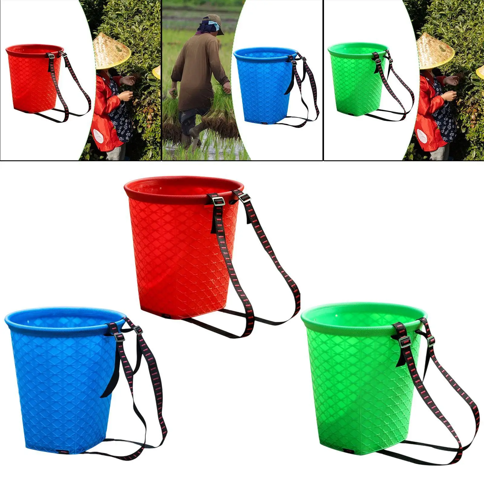 Cesta trasera con correas ajustables para recoger setas de picnic agrícola