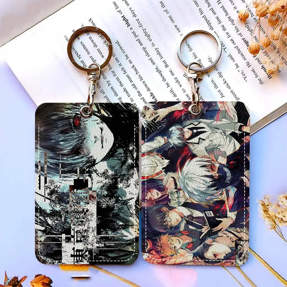 

Tokyo Ghoul Anime Keychain Card Holders Keyring Bank Bus ID Credit Cards Key Ring Chains