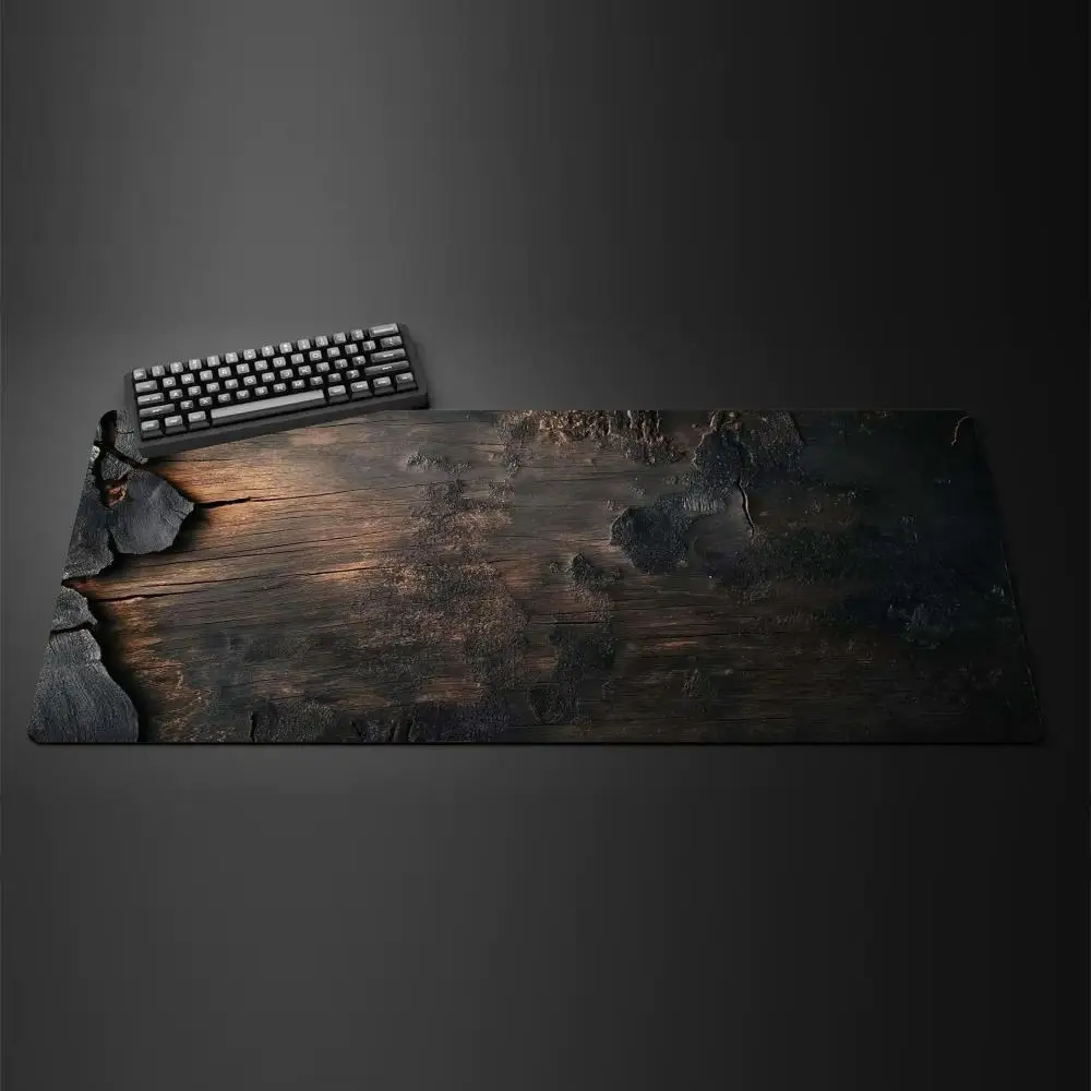 Wood Pattern Mouse Pad Large Mousemat Computer Gamer Office Stitched Edge Keyboard Desk Mat Washable Non-Slip Long Desk Pads