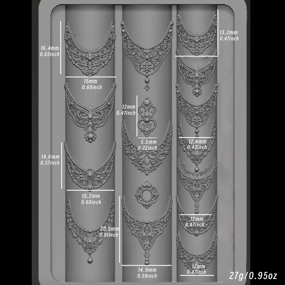 1 قطعة قلادة الفرنسية الأحجار الكريمة مسمار قالب ثلاثية الأبعاد إطار صور الباروك زهرة القلب سحر الأظافر ختم DIY بها بنفسك سيليكون قالب مانيكير #6
