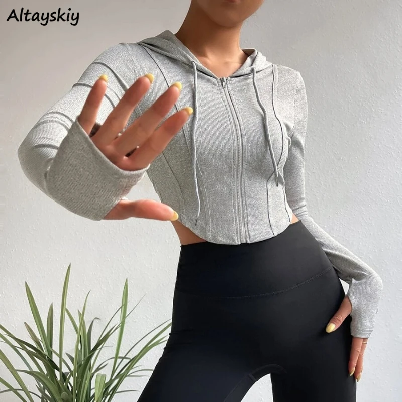 Long Sleeve T-shirts Women Slim Cropped Tops Sunscreen Y2K Personality Popular All-match Slouchy Soft Temper Unique Simple New