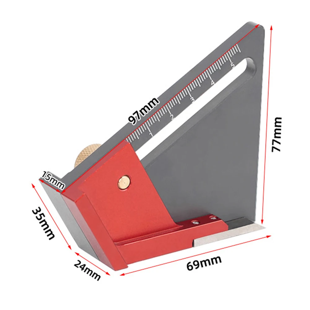 Carpentry Tool 3.39 Inch X 0.98 Inch X 3.86 Inch Measurement Ruler Clear Readable Scales Compact Lightweight Tool