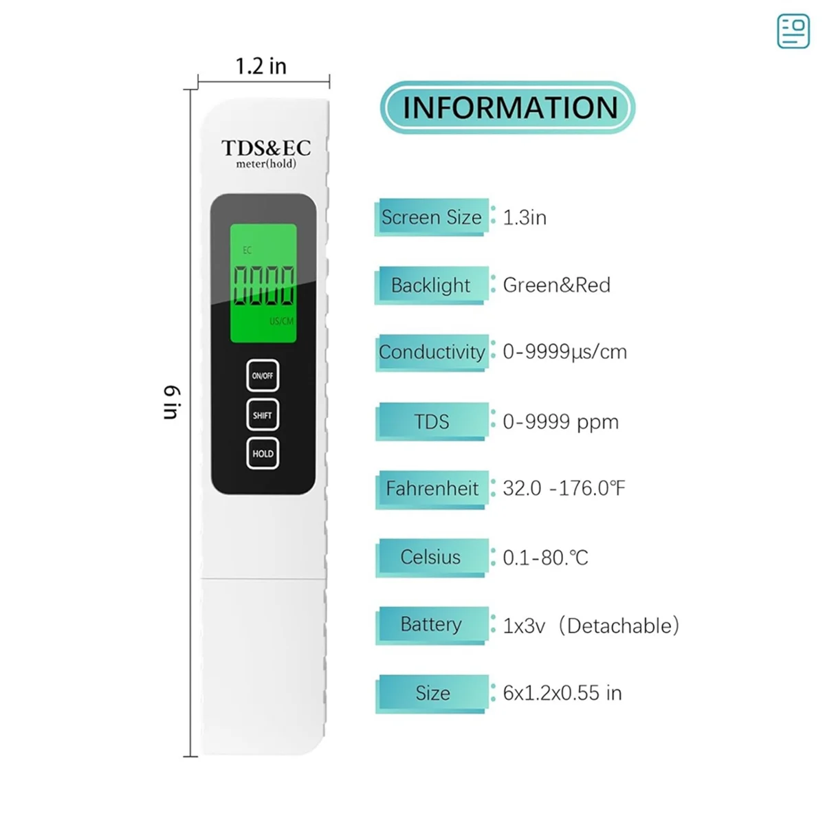 

Тестер качества воды BAAQ 4-в-1 — TDS, EC, измеритель температуры 0–9999 ppm, модернизированный для питьевой воды, различные источники воды