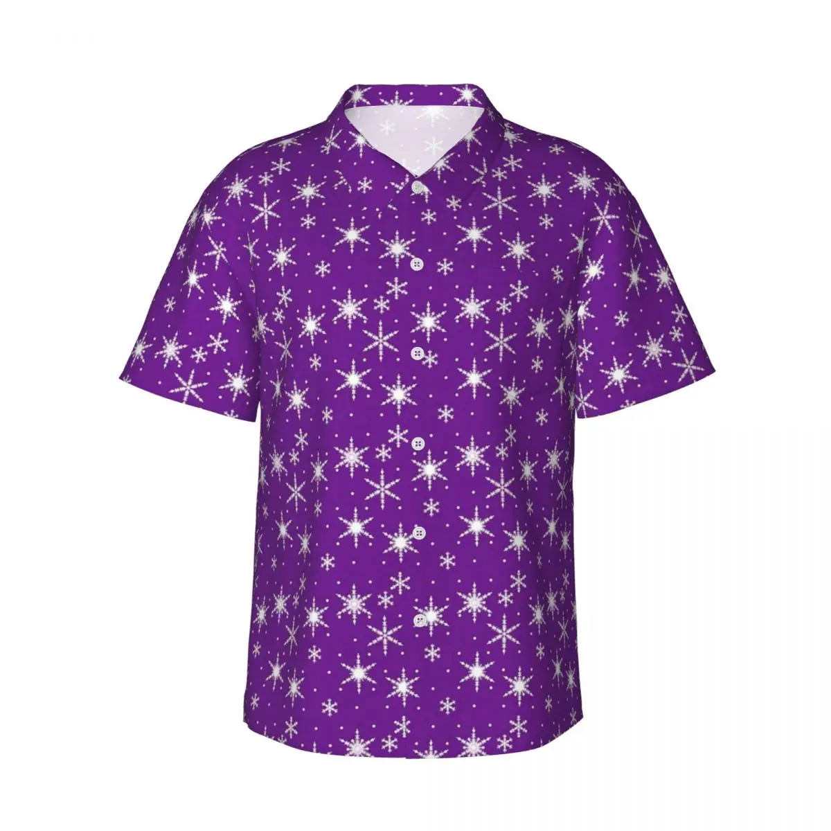 Summer Shirt Vacation Oodles Of Snowflake Blouses Purple White Classic Casual Shirts Mens Short Sleeve Korean Fashion Clothes