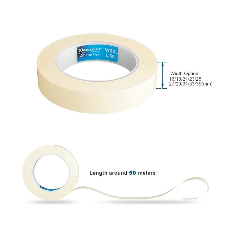 Deemount Tensilized Strapping Tape for MTB Bicycle Tubeless Rim 50m Long 16/18/21/23/25/27/29/31/33/35mm Width For Options