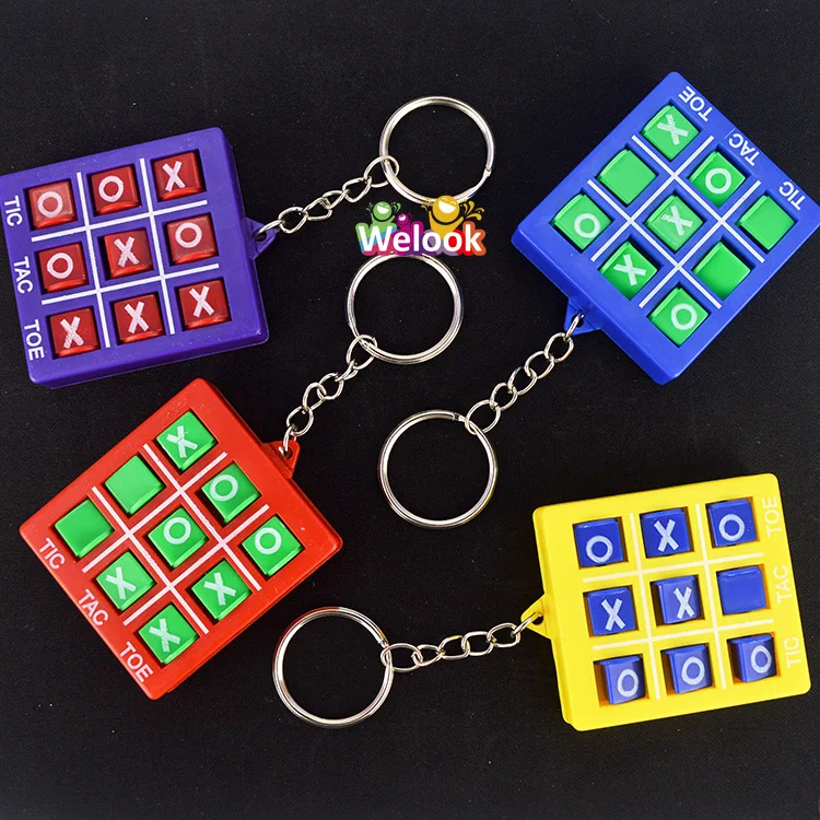 Colorful Tic Tac Toe Game Keychain Pendant For Kids Puzzle Toys Birthday Party Favor XO Rotating Game Chess Kindergarten Gifts