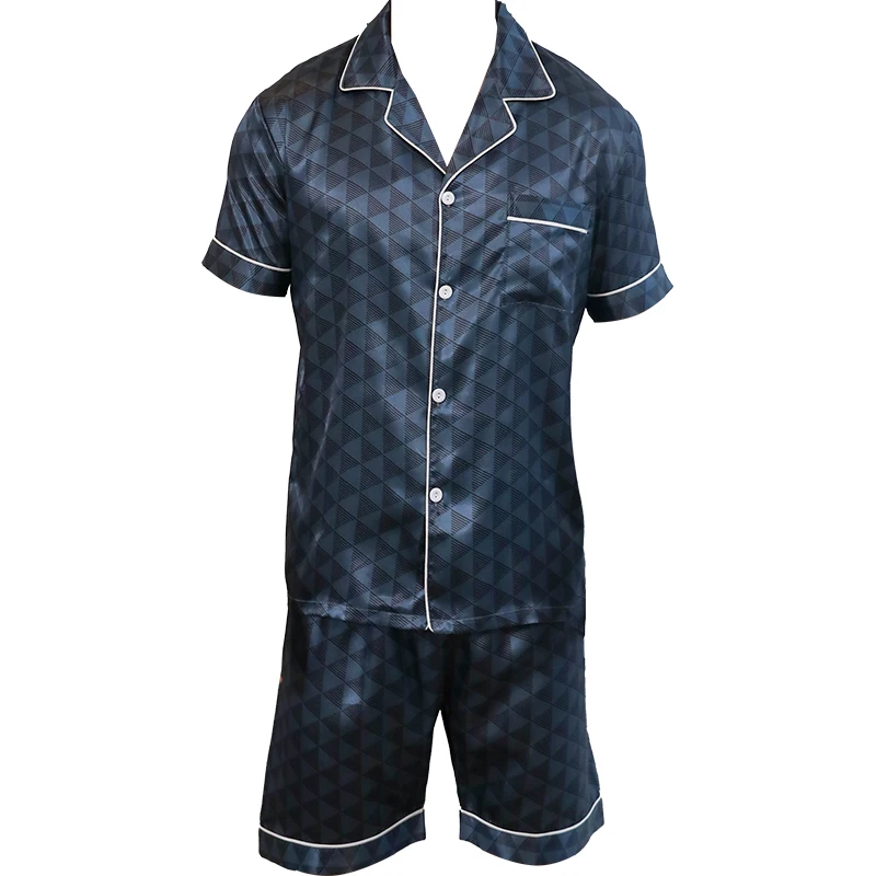 Ensemble de vêtements de nuit deux pièces pour hommes vêtements de maison College manches courtes motif d'objectifs triangulaires été