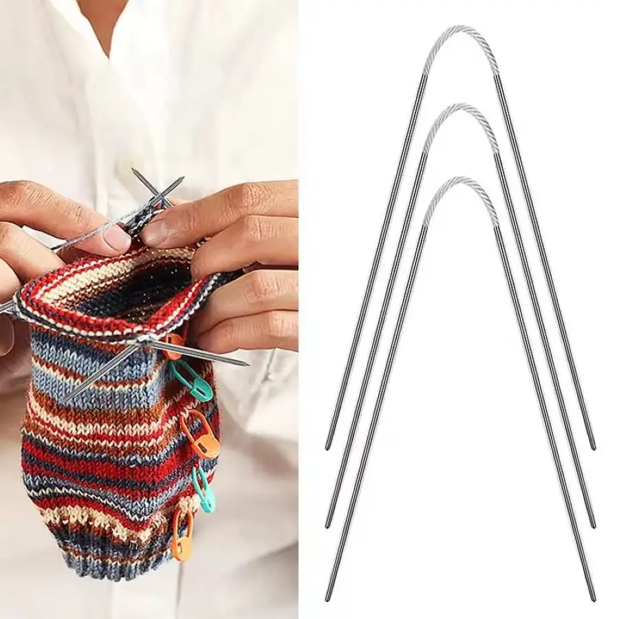 3pcs/set Circular Knit Needles Cable Knitting Needles Metal Flexible Stainless Steel For Babies Sleeves Socks Sewing Accessories