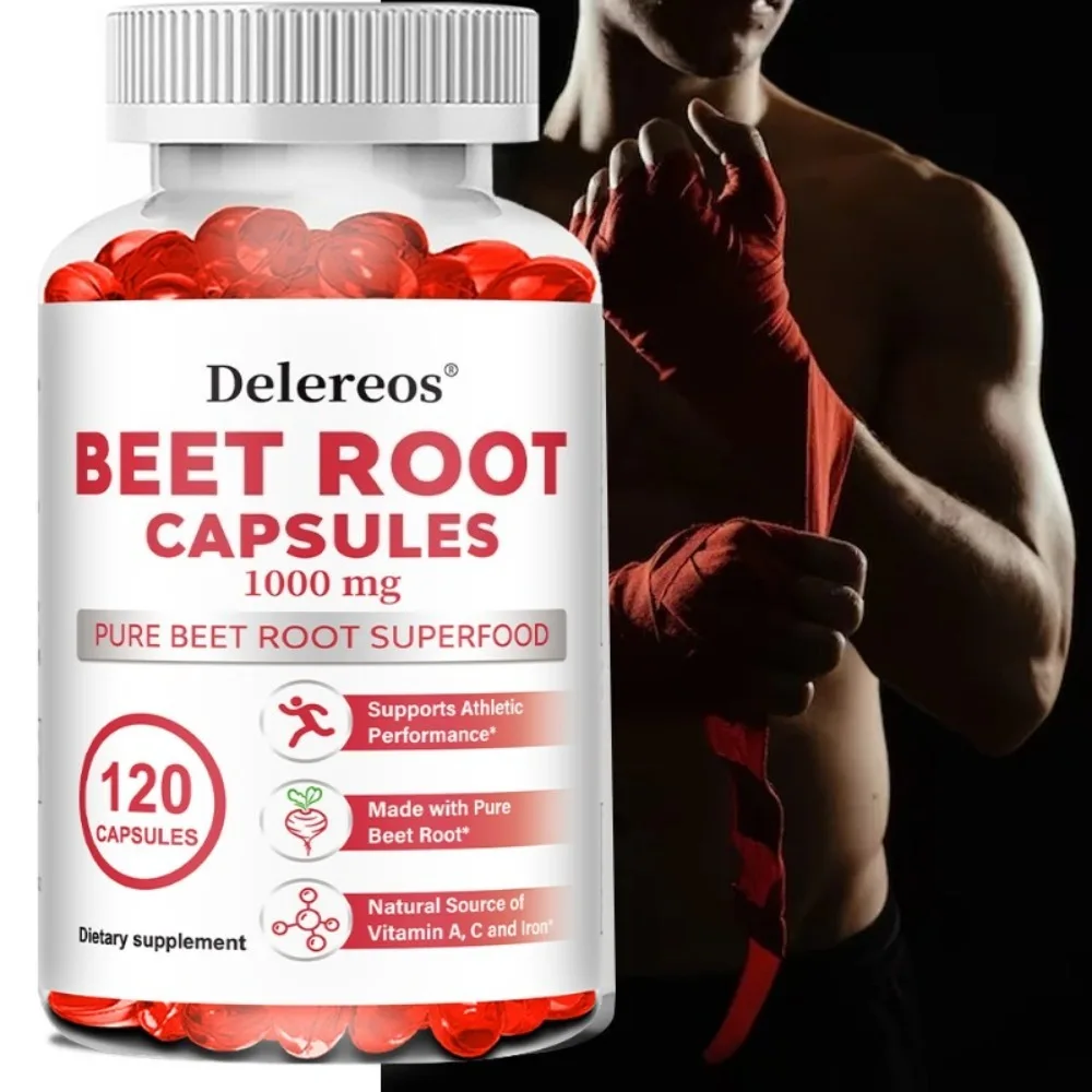 Beetroot Capsules - Supports Digestive, Immunity Health, Improves Energy, Athletic Performance, Non-GMO, Gluten-free