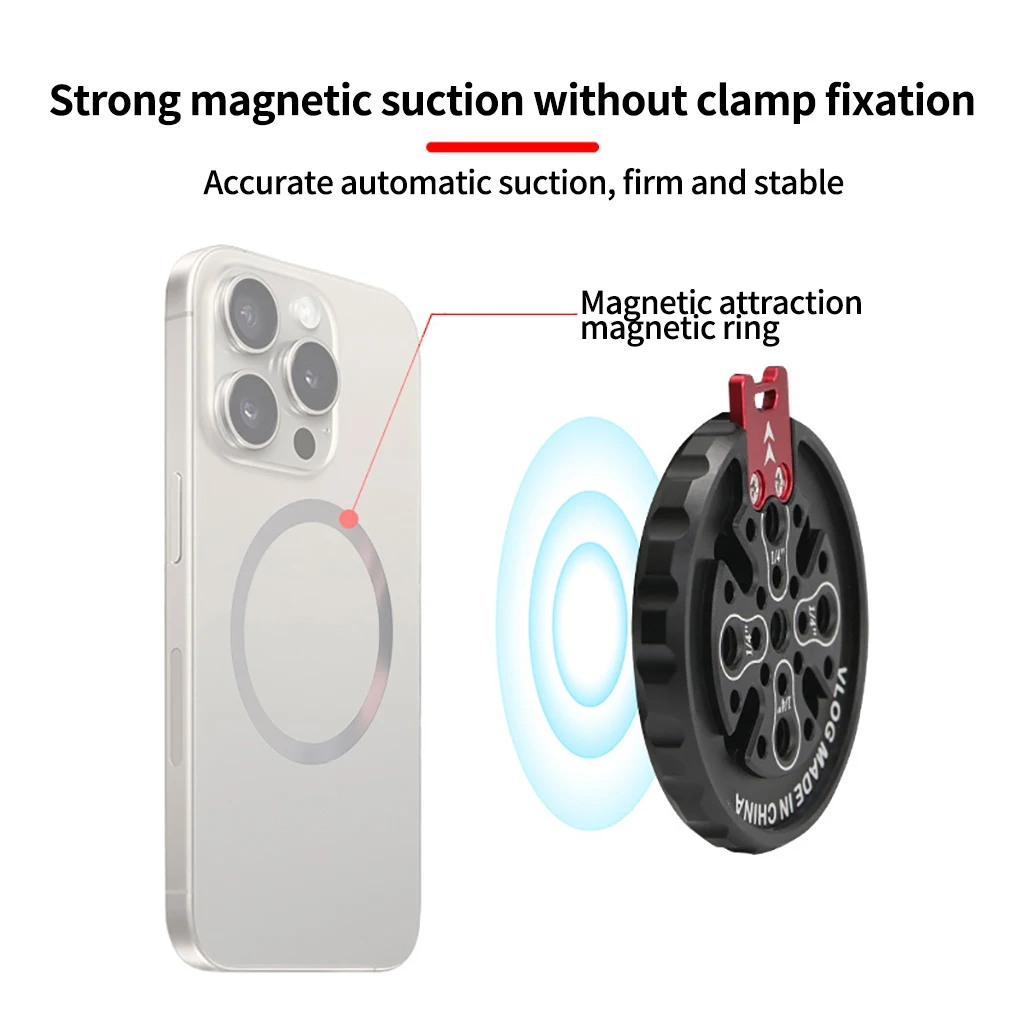 Magnetischer Handyhalter für Magsafe-Stativ mit 1/4 Arri-Positionierungslöchern für iPhone 16, 15, 14, 13, 12, Vlog-Desktop-Telefonhalterung – Detail 25