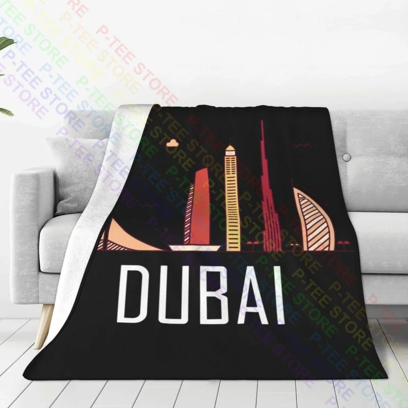 Khalifa Burj Al Arab Skyline Skyscraper Dubai Blanket Fluffy Flannel Dust Cover Bedding Throws Machine Washable