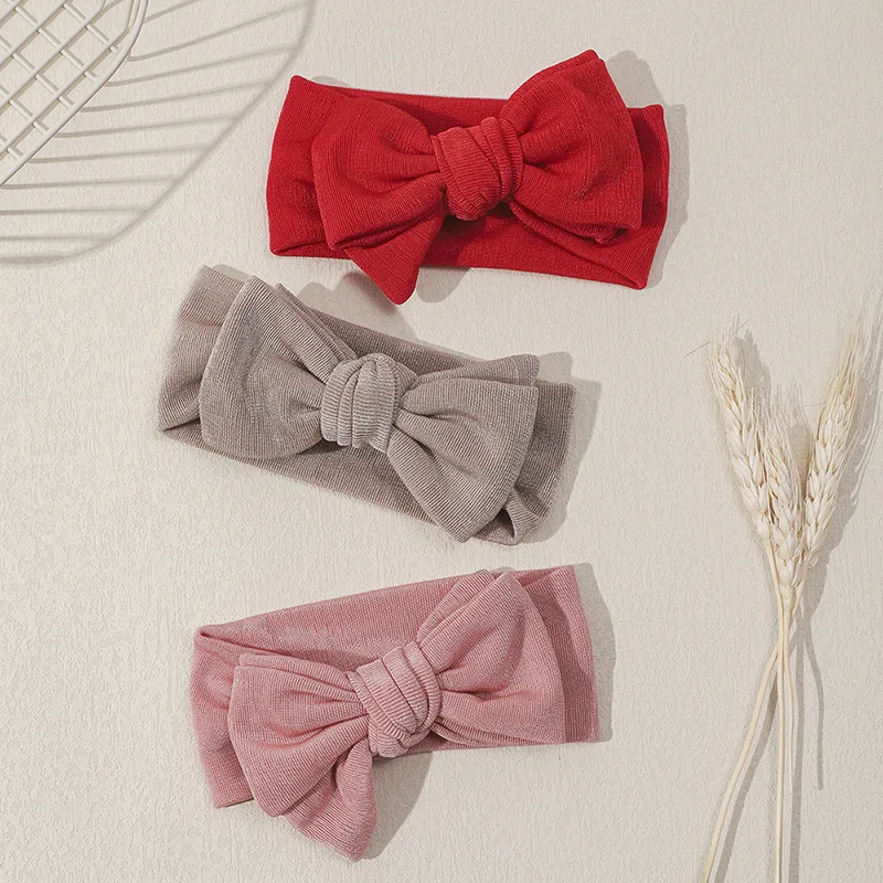 Samt Schleife Baby Mädchen Stirnband Neugeborene weiche breite Turban für Kinder Haarschmuck Kleinkinder große Schleife Headwrap Kopfbedeckung