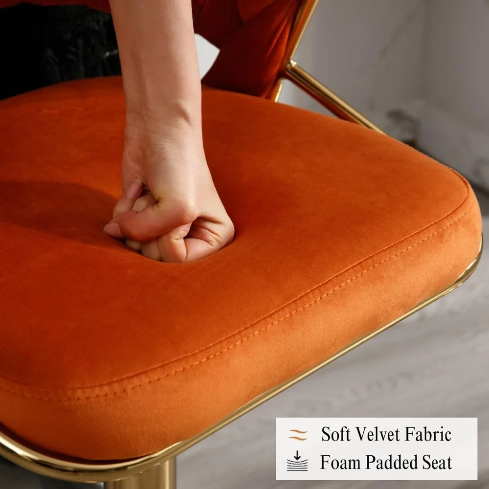 مجموعة مقاعد بار دوارة منسوجة مكونة من قطعتين - مقاعد بار حديثة قابلة للتعديل مع مسند ظهر منسوج وقاعدة من الكروم