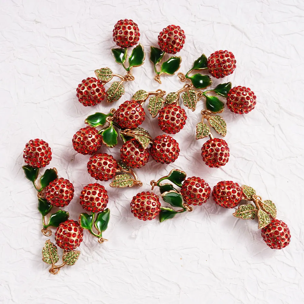 DIY Fruit Necklace and Bracelet Set Strawberry Cherry Pendant  Cute Birthday Gift for Wife and Mom, Unique Design, 8 Pieces