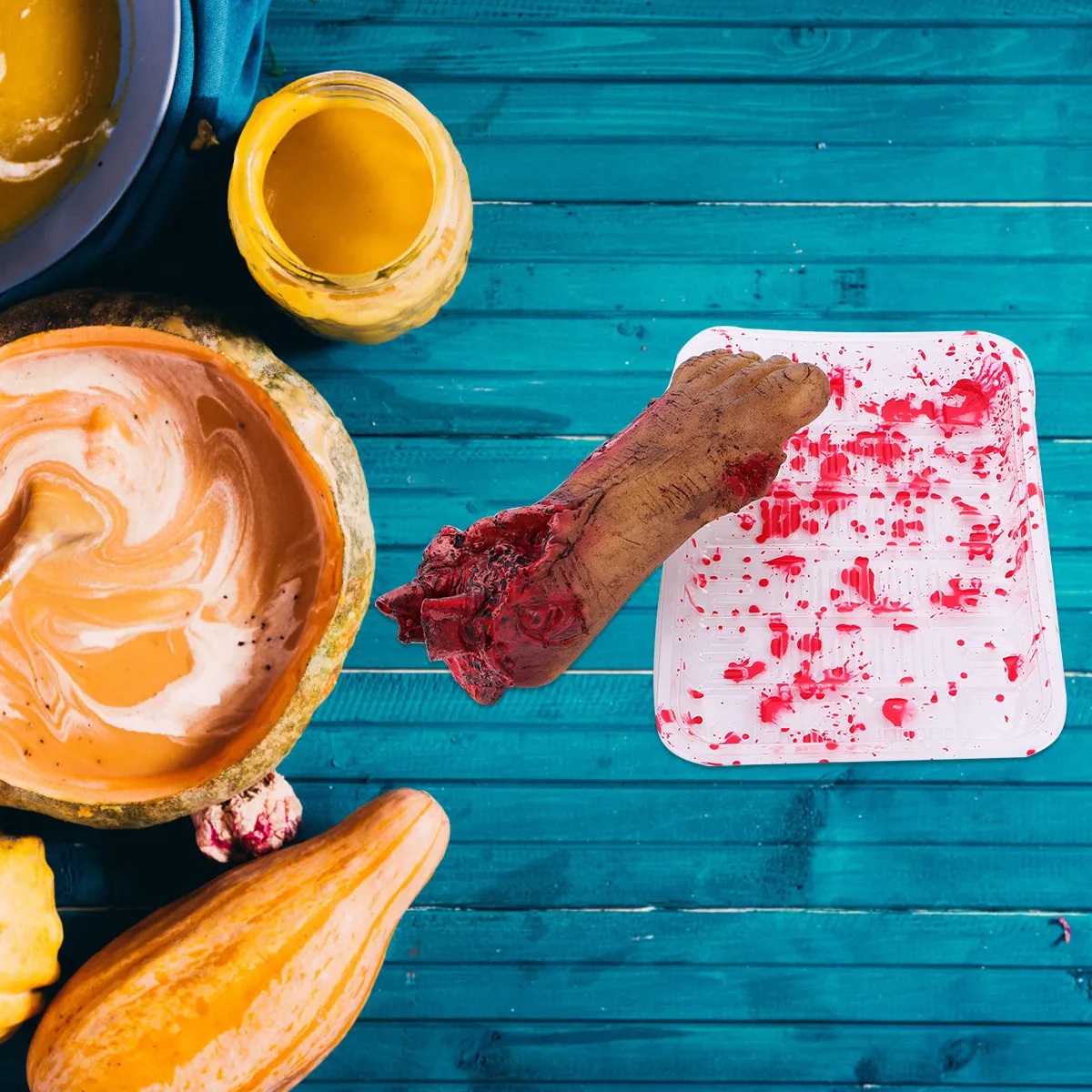 

1 шт. Кровавая нога для Хэллоуина, красный легкий портативный ужасный реквизит для домашних розыгрышей на Хэллоуин, имитация части тела