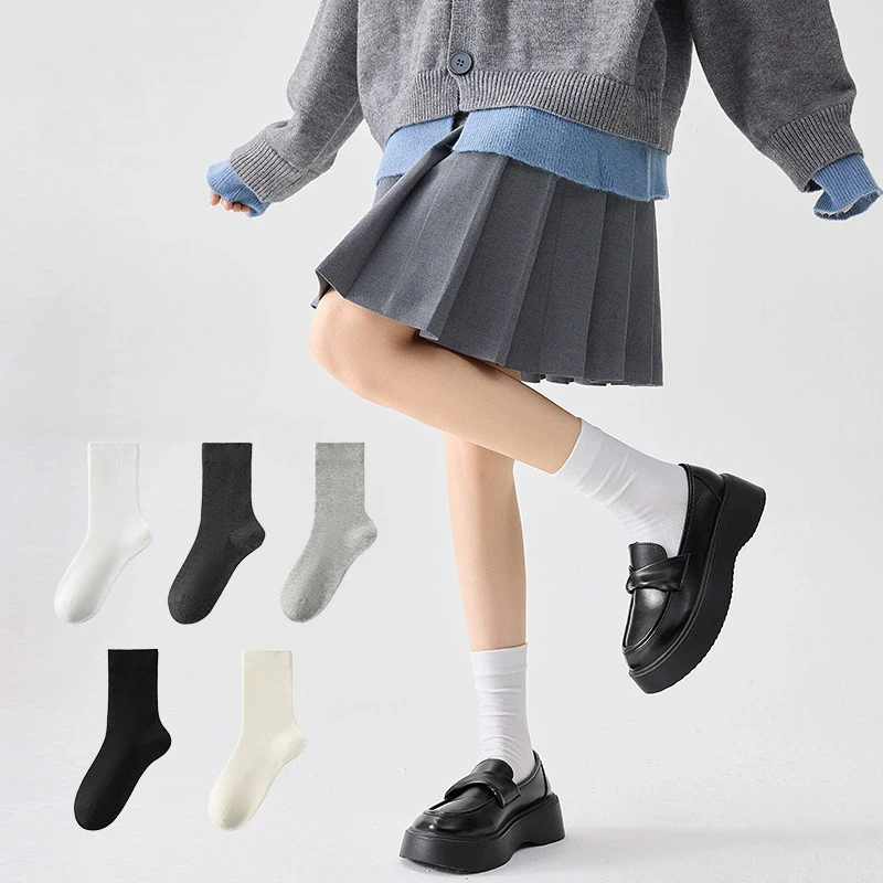 Women Socks Sweat Absorbing New Solid Color Simple Cotton Socks Breathable Casual Daily Comfortable Thin Classic Plain Socks