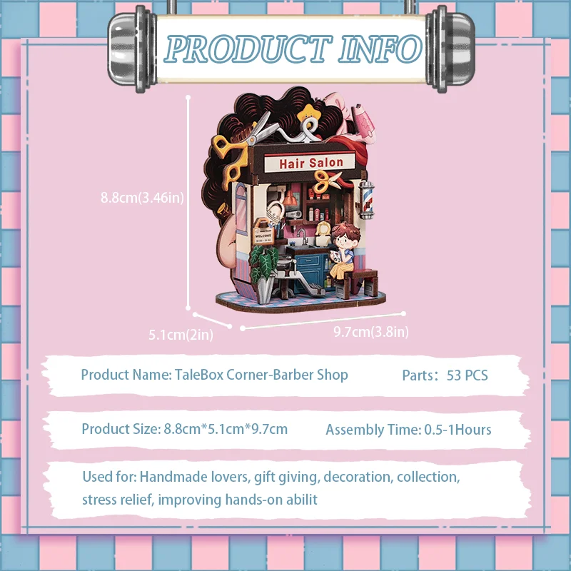 CUTEBEE سلسلة متجر صغير لتقوم بها بنفسك منزل مصغر ثلاثية الأبعاد ألعاب ألغاز خشبية اليدوية دمية عدة لعلبة الزاوية الشعر سولان