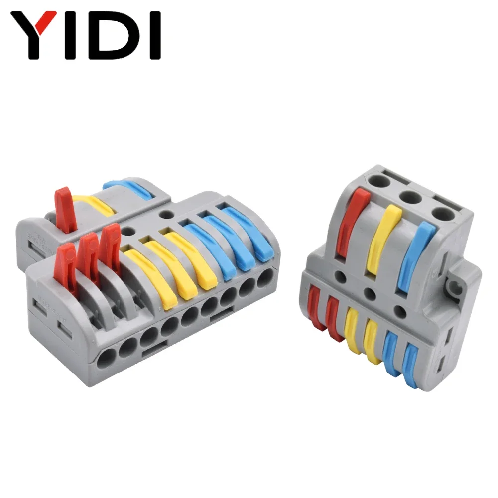 5pcs Push In Quick Lever Connector Din Rail Type Electric Wire Connecting Clamps Compact Splicing Conductor Cable Terminal Block