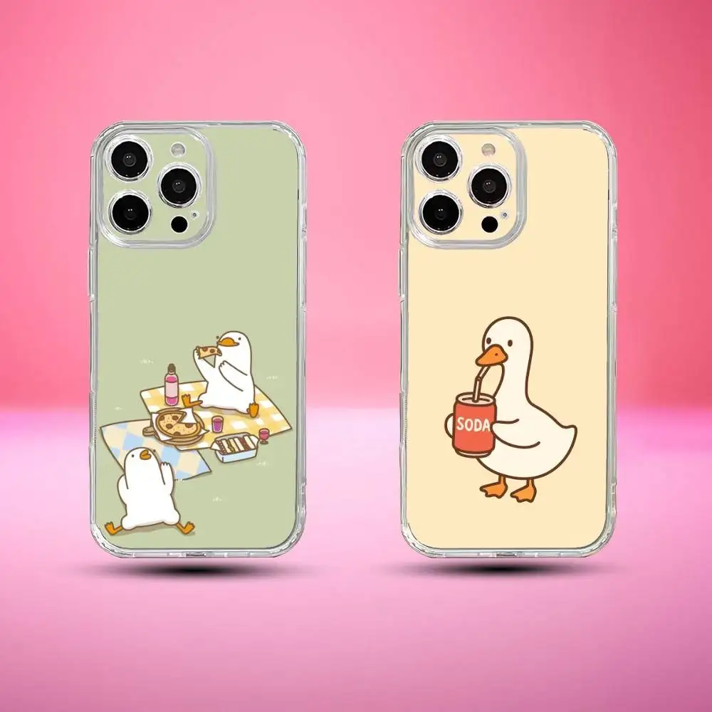 

Cartoon Cute Goose Phone Case For iPhone17,16,15,14,13,12,11 Plus,Pro Max Soft Transparent Cover