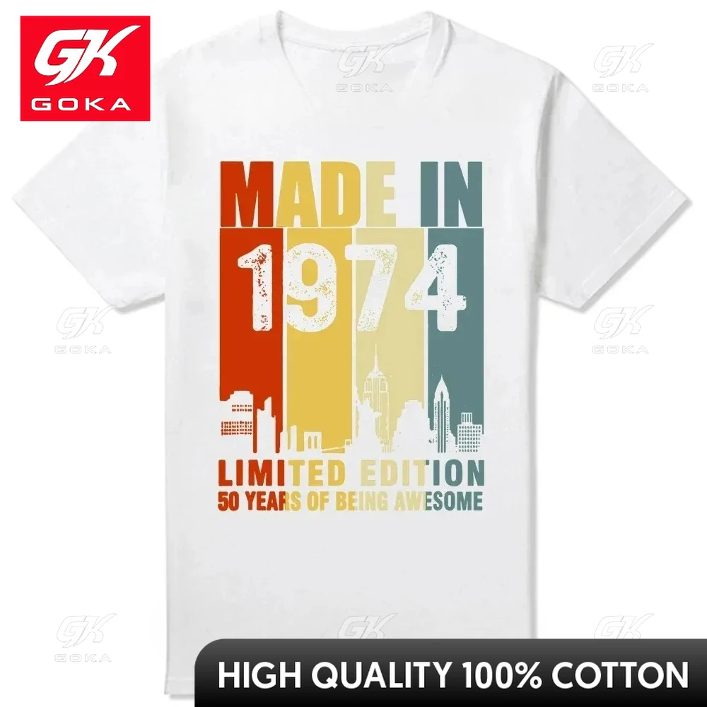 2024 Made in 1974 Limited Edition 50 Years of Being Awesome Tee Tops Round Neck Short-Sleeve Fashion Clothing Casual T-shirts