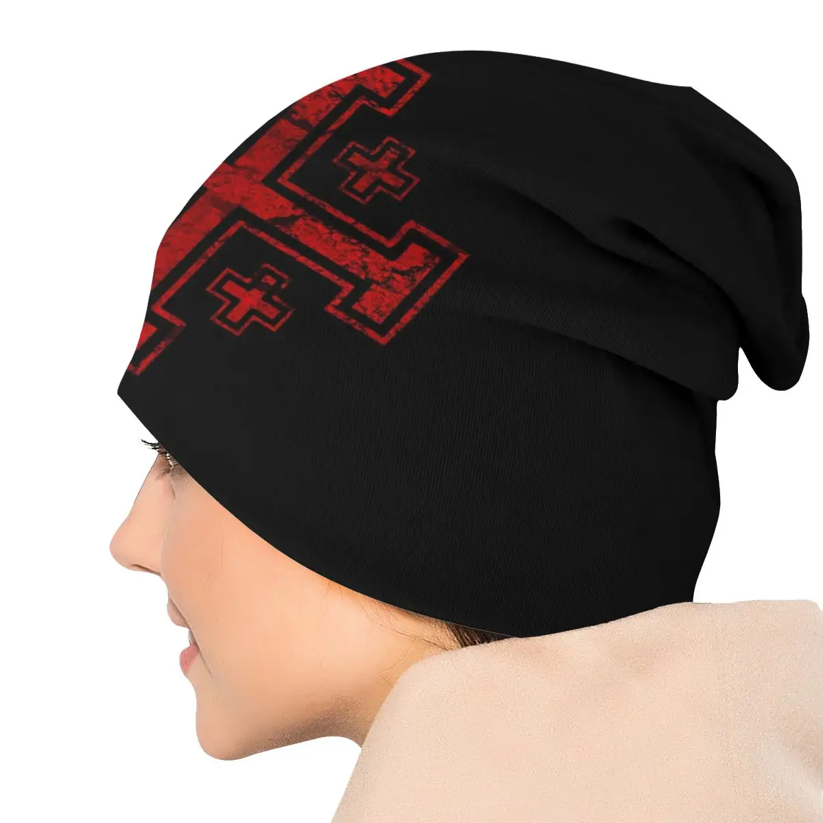 Custom Templar Knight Medieval Warrior Symbol Beanies Caps Unisex Winter Warm Knit Hat Adult Jerusalem Cross Seal Bonnet Hats
