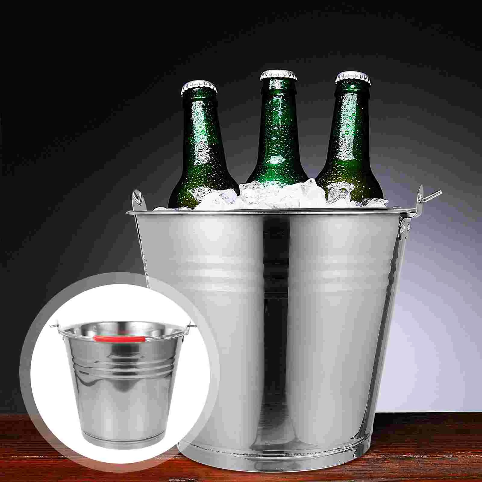 with Cover Stainless Steel Bucket Garbage Can Collapsible Watering Multipurpose for Home