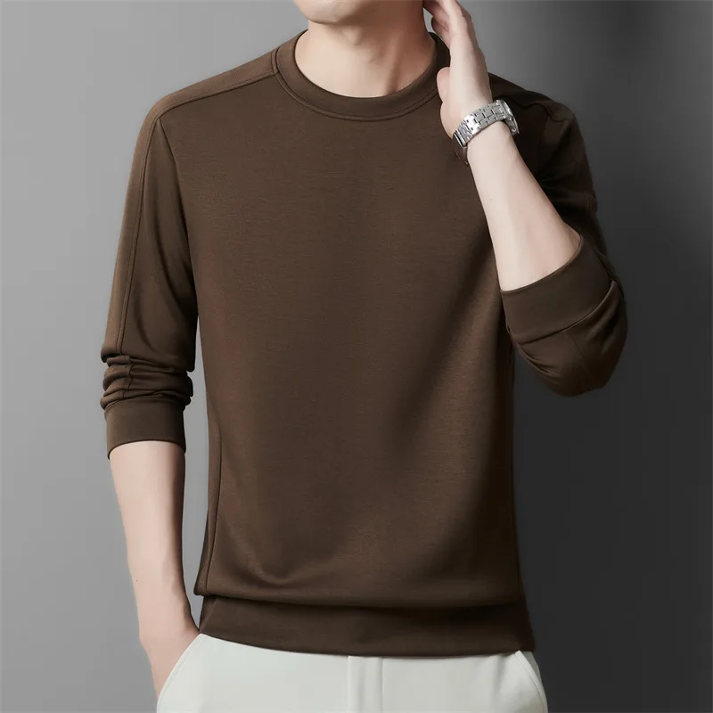 

Autumn Men Essential Sweatshirt White Black Coffee Blue O-Neck Long Sleeve Cotton Tops Basic Smart Casual Attire Leisure OOTD