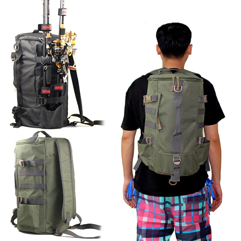 Cylinder Outdoor Fishing Tackle Bag Multifunctional Fishing Rod Carry Backpack Leisure Sports Gear Lure AVA263