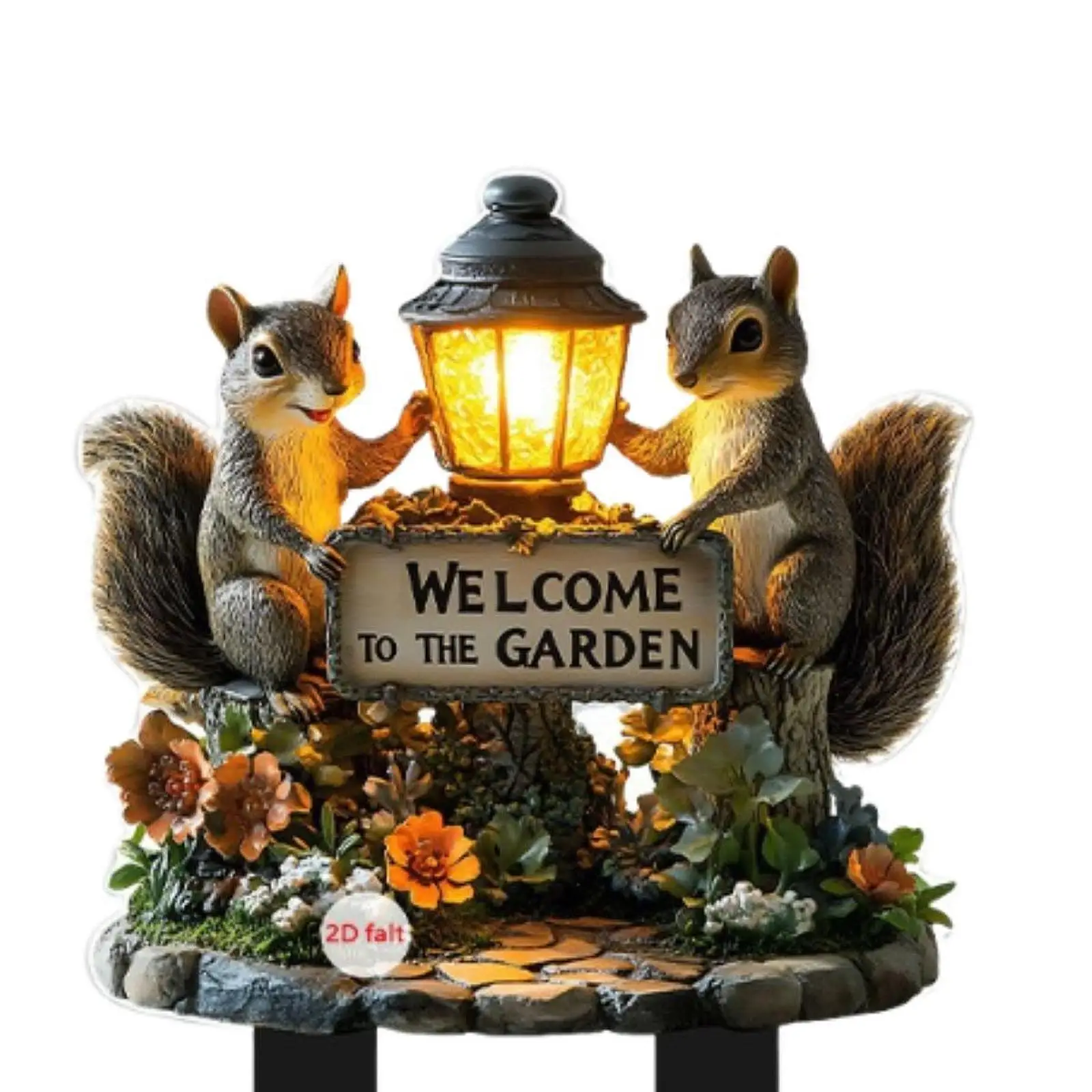Squirrel Decorative Garden Stake 2D Acrylic Sign for Backyard Indoor Outdoor