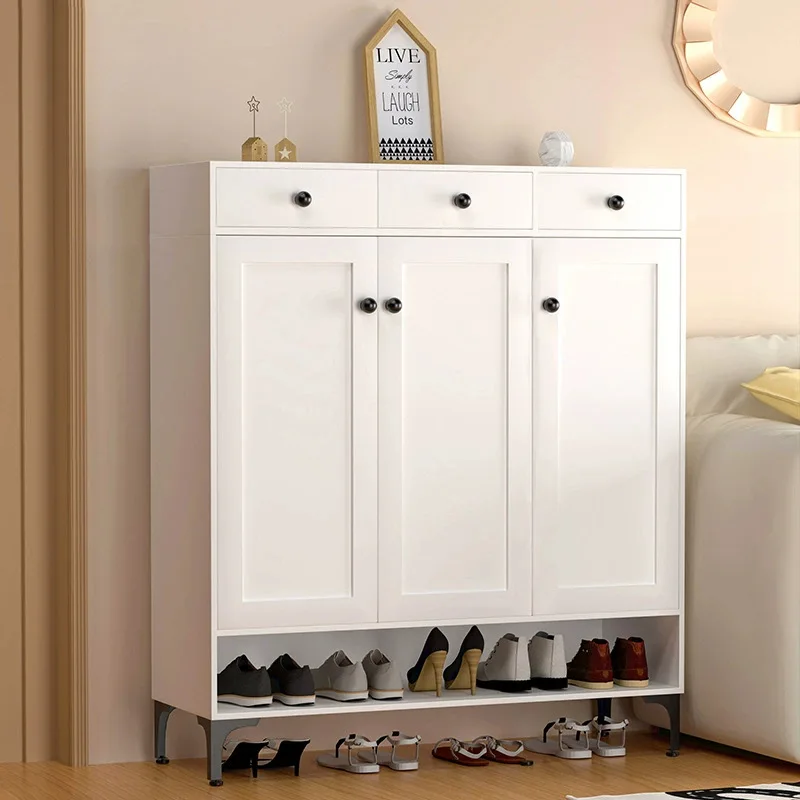 Household Drawer Shoe Cabinet Door Entry Multi-layer Porch Shoe Rack Balcony Large-capacity Steel Locker Storage