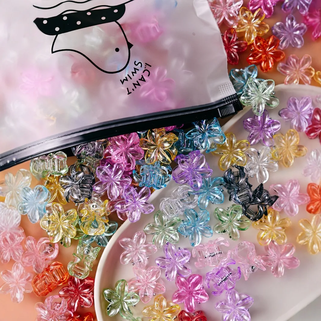 

50 шт., детские заколки для волос, прозрачные мини-милые заколки для волос с яйцом и цветком, наборы заколок для волос для маленьких девочек