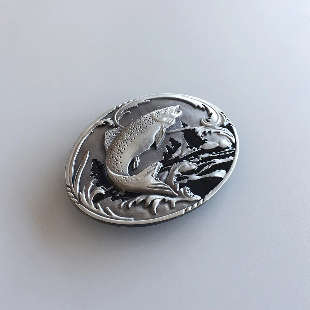 Fish Fishing Wildlife Fisherman Western Oval Belt Buckle also Stock in US Gurtelschnalle Boucle de ceinture Free Shipping