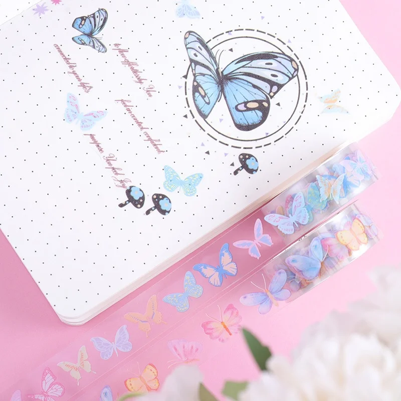 5 Rolls Transparent Tape Set Butterfly Pattern Decorative Tape Scrapbook Diary Decoration DIY Photo Album