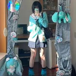 Hatsune Miku Knitted Cardigan Anime Peripheral Cartoon Sweater Cute Jacket Comfortable Skin-friendly Japanese Kawaii Jk Uniform