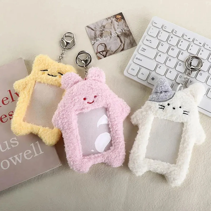 

Cartoon Plush Photocard Holder Korean Style Bus Card Holder Protective Case Card Sleeve Kpop Idol Photo Sleeve With Keychain