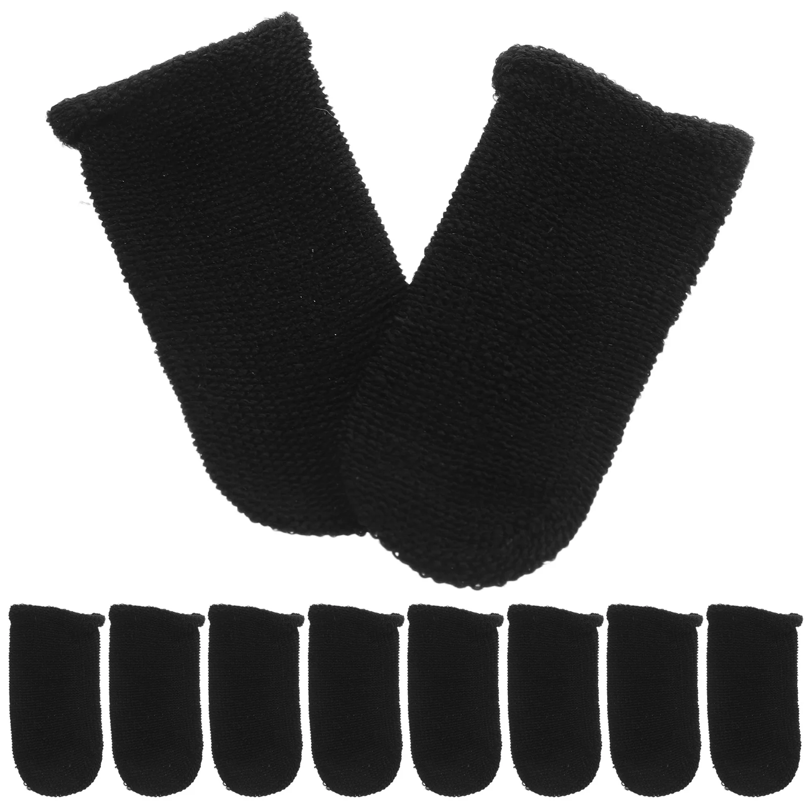 

10Pcs Non Sweat Ultra Thin Breathable Finger Sleeves Gaming Gloves Touchscreen Mobile Phone Game Covers Black Thumb Splint