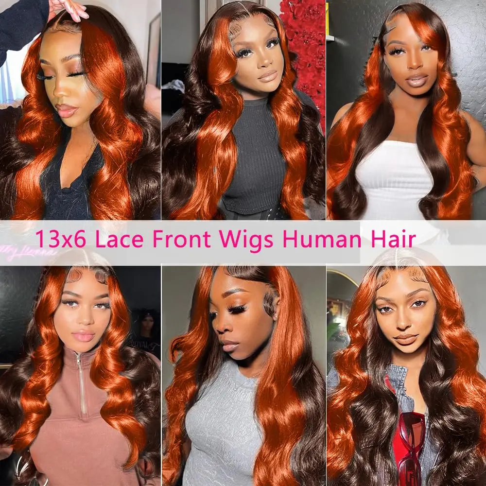 Mossily 30 Inch Pre Plucked Highlight 13x6 HD Lace Front Wigs Ginger Orange Human Hair Wigs For Women 13x4 Body Wave Ombre Wig