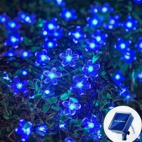 Luci solari per fiori di ciliegio da giardino, ghirlande, luci a corda, lampada solare per esterni, impermeabile, per prato, decorazione natalizia