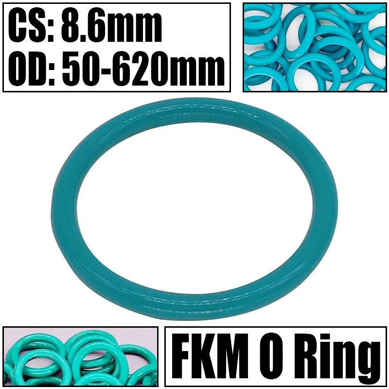 

1PCS FKM O Ring Seal Gasket Thickness CS 8.6mm OD 50-620mm Oil/High Temperature Resistance Washer Fluorine Rubber Spacer